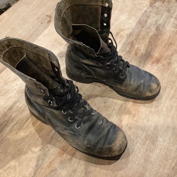 Rustic Leather Combat Boots - Picture 1 of 6